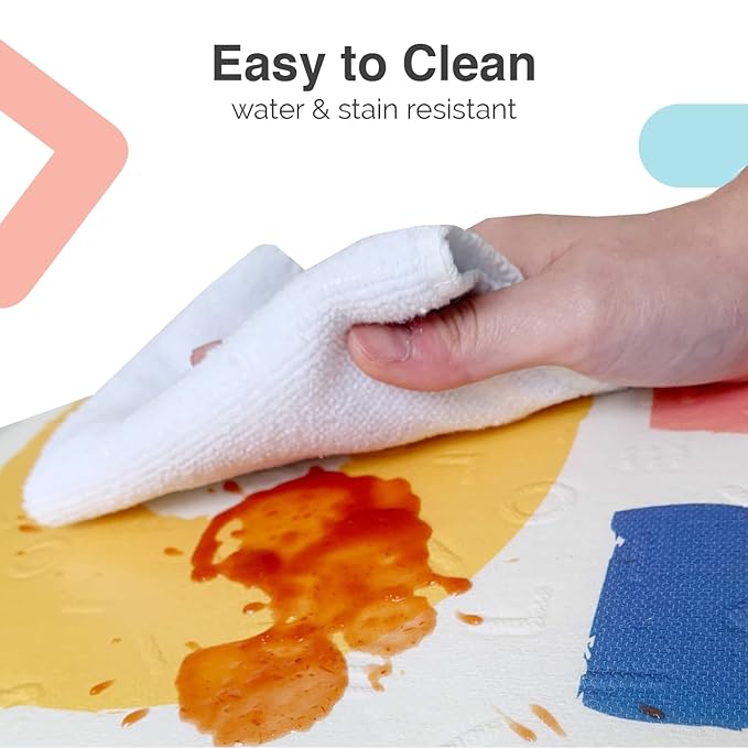 Oribel Foldable Baby Play Mat | 6.6ft x 5ft | Odour Resistant | Premium Thick & Plush | Waterproof, Stain Resistant & Easy Clean (Happy Palette)