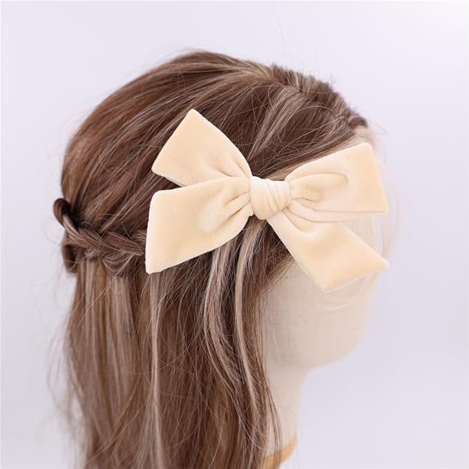 Vintage Velvet Bow Hair Clips for Baby Girl Kids Women Fall Velvet Christmas Hair Bows Barrettes Accessories (4 pcs Vintage)