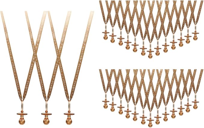 36 Pieces It's a Girl Baby Shower Pacifiers Necklace Acrylic Baby Party Favors Charm Pacifiers Necklace Baby Shower Party Decorations Table Scatter (Tan)