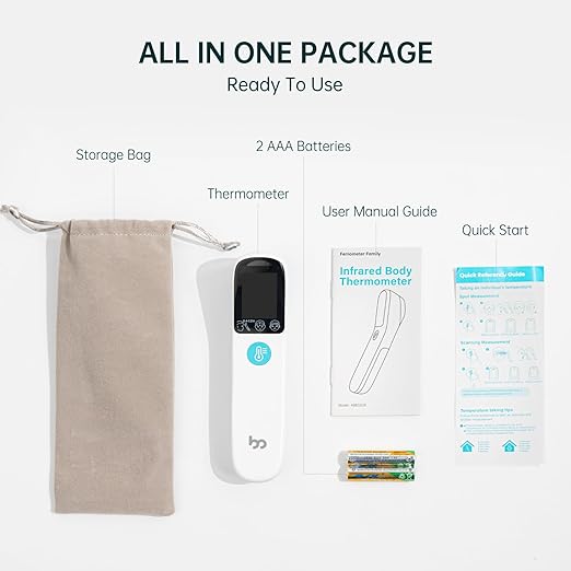 Thermometer for Adults and Kids, Automatic Measurement Within 1-3cm, Fast Accurate Baby Thermometer with Fever Alarm and Mute Mode, White