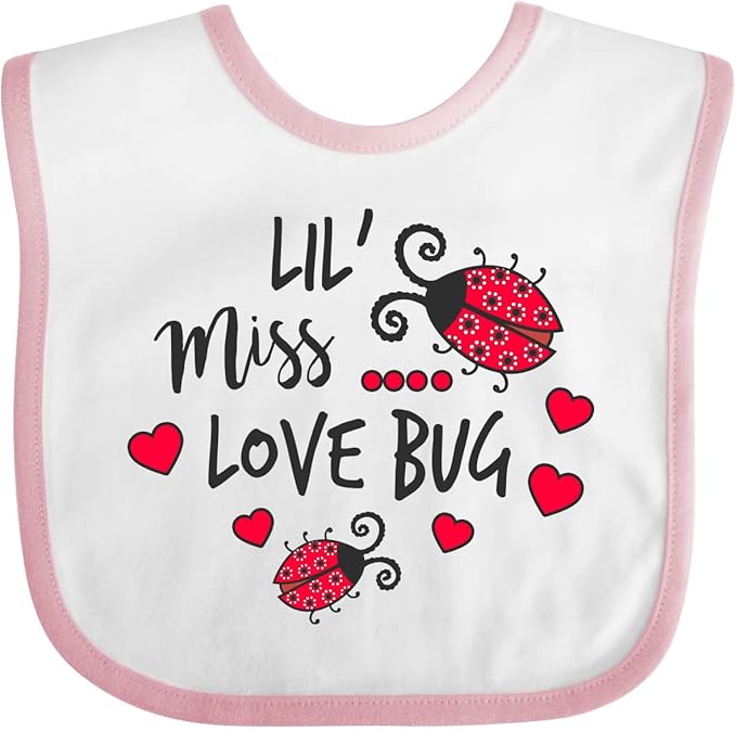 inktastic Lil Miss Love Bug with Lady Bug and Hearts Baby Bib