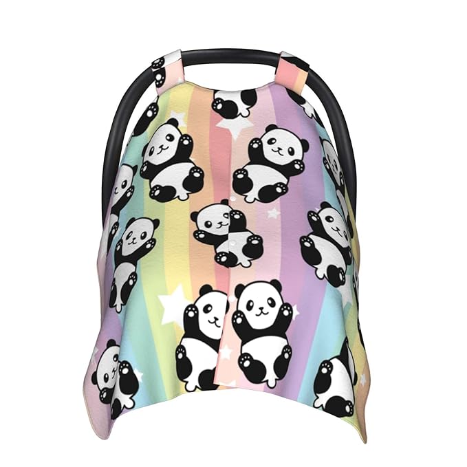 Panda Baby Car Seat Canopy Cover 39x27.5 Inches Multi Use Nursing Cover for Newborn Car Seat Canopy Mom Nursing Breastfeeding Covers Newborn Shower Gifts