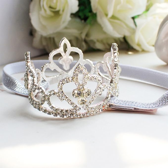 Elesa Miracle Little Girl Crown Baby Girl Infant Toddler Crystal Crown Tiara Headband Baby Photography Headband Props