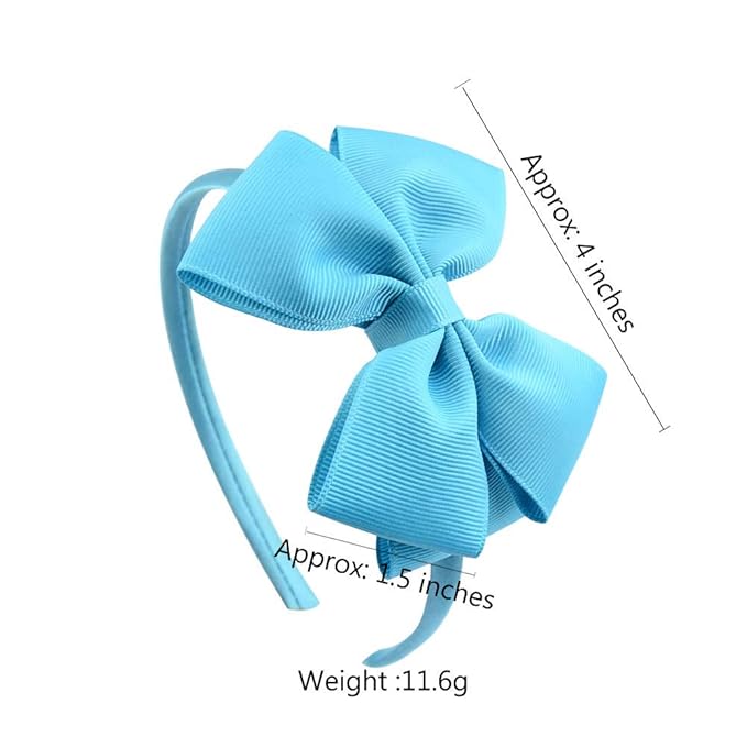 Baby Girl's 4 Inch Double Layer Bow knot Headband Pure Color Ribbed Band Hair Hoop (Red)