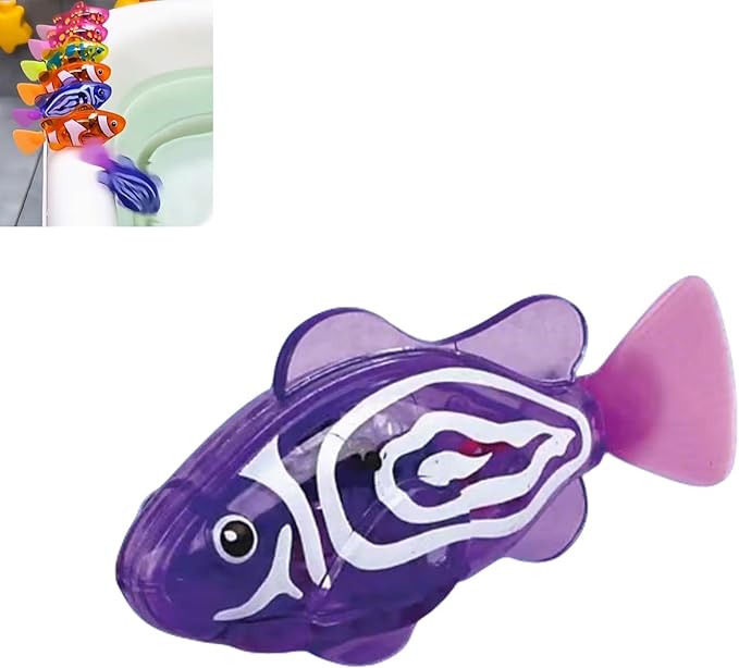Magic Water-Activated Glowing Swimming Fish, Neon Deep-Sea Disco, Interactive Colorful Robot Fish, Swimming Robotic Luminous Function, Waterproof Aquarium Bath Time Fun(Purple)