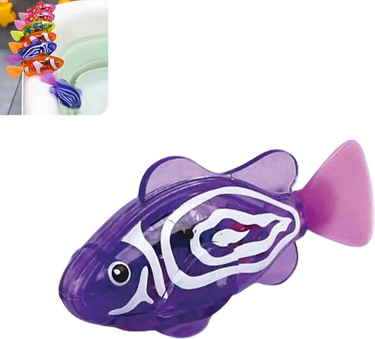 Magic Water-Activated Glowing Swimming Fish, Neon Deep-Sea Disco, Interactive Colorful Robot Fish, Swimming Robotic Luminous Function, Waterproof Aquarium Bath Time Fun(Purple)