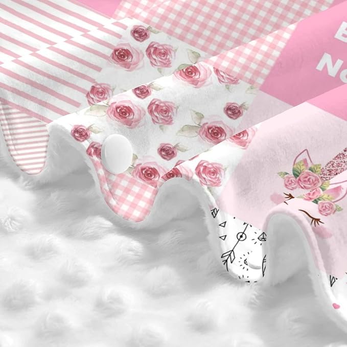 Personalized Floral Cute Unicorn Baby Car Seat Canopy for Baby with Name, Custom Light Weight Minky Covers for Baby Girl, Nursing Breastfeeding Stroller Cover Canopies for Newborn