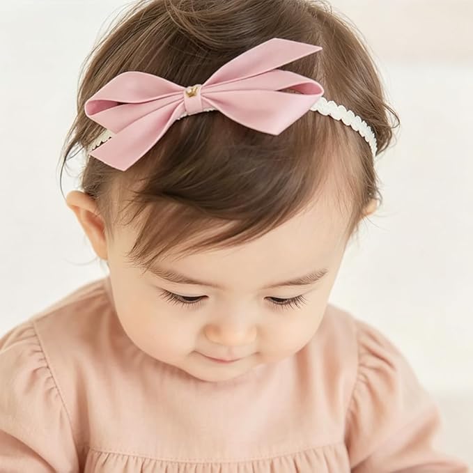 Baby Girls Cute Lace Bow Headband Soft Cotton Elastic Hair Accessories for Toddlers Newborns Ideal for Birthdays Baby Shower Photoshoots Special Occasions