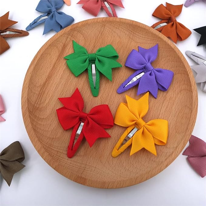 Boutique Baby Hair Clips - Toddler Tiny Hair Bow Snap Clips for Infant Girls Kids (Pinwheel, 24 Colors)