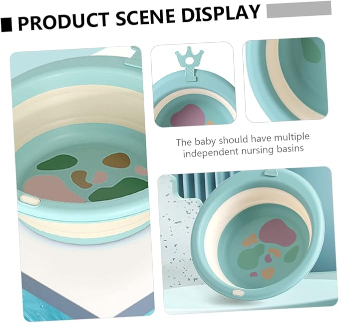 FOMIYES Collapsible Wash Basin Portable Boy Girl Face and Foot Basin Cartoon Design Lightweight Silicone with Capacity for Easy Use at Home Outdoors