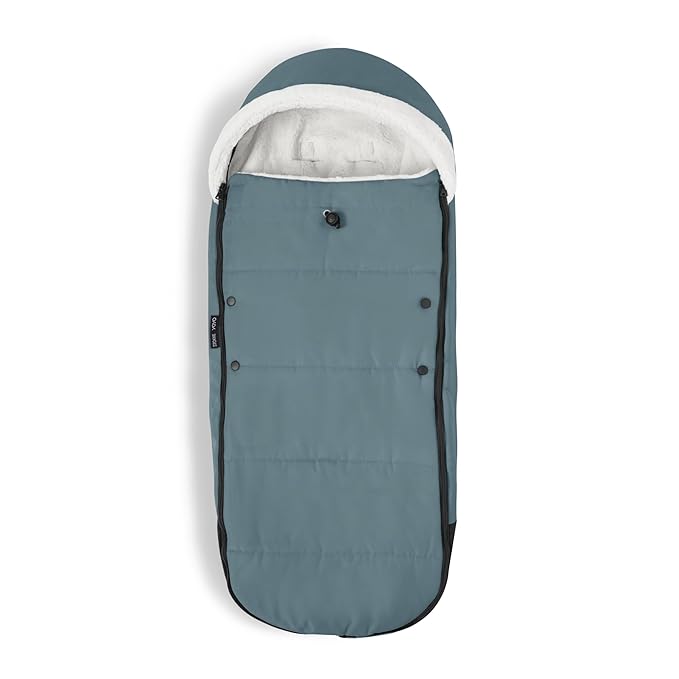 Stokke YOYO Footmuff, Aqua - Sherpa Lining & Fleece Hood with Drawstring to Keep Baby Warm - Includes Carrying Bag - Machine Washable
