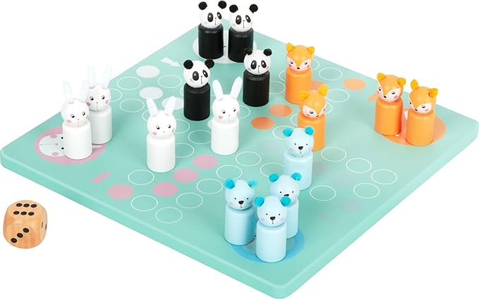 Small Foot 11462 Little Bears Ludo Made of Wood, a Colourful Parlour Game with Animal Figures Toys, Multicolored