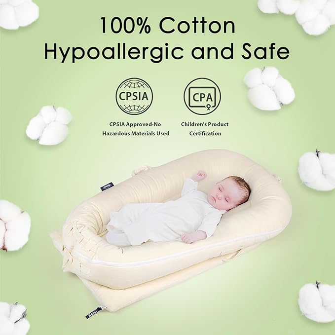 Corduroy Lounger Cover for Dockatot Deluxe+ Docks | MEXXI Breathable Cotton Baby Lounger Extra Cover | Hypoallergenic Baby Nest Replacement Cover (Cover Only) (Beige, Waterproof)