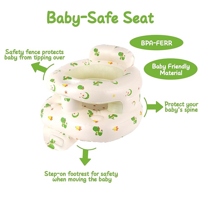 TDTOK Inflatable Baby Seat, Sit Me Floor Seat for Babies 3 Months Up, Inflatable Baby Chair with Fence & Built-in Air Pump for Home, Travel