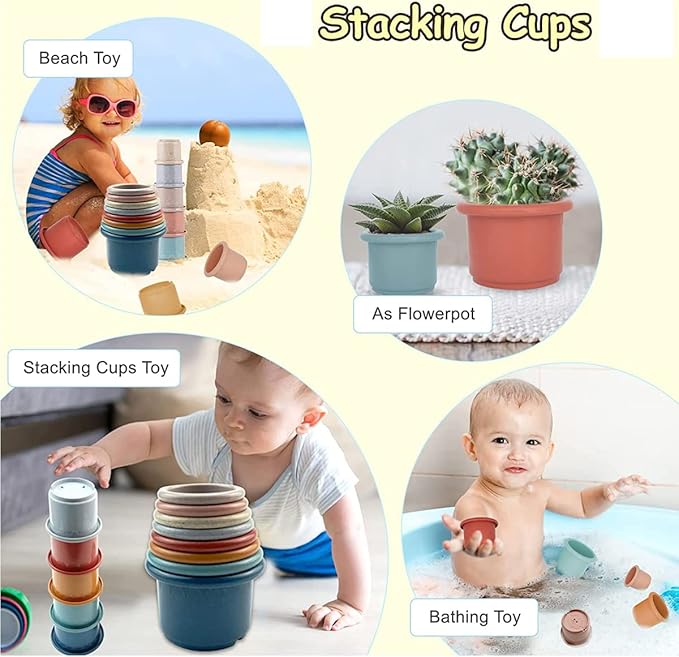 Baby Stacking Nesting Cups Toys for Baby 6 to 12 Months, Montessori Toys for Toddler Gifts 1 2 3 Year Old
