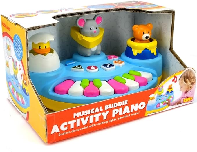 Kiddieland Musical Buddies Toddler Piano with Pop-Up Animals, Interactive Baby Keyboard, Lights & Sounds, 3 Instrument Modes, Chunky Keys, Ages 1-3