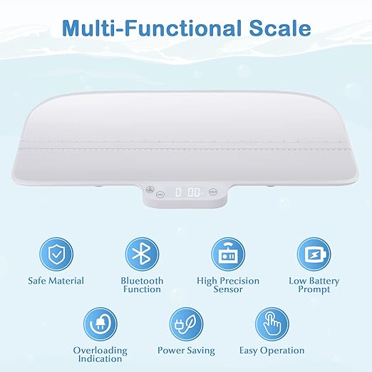 BABY JOY Baby Scale, Multifunctional Pet Scale with Digital LED Display, 4 Weighing Modes, Curved Tray, Rubber Feet, Weighing Scale for Newborn, Animals, High Precision at 0.1oz, Max Weight 66lbs