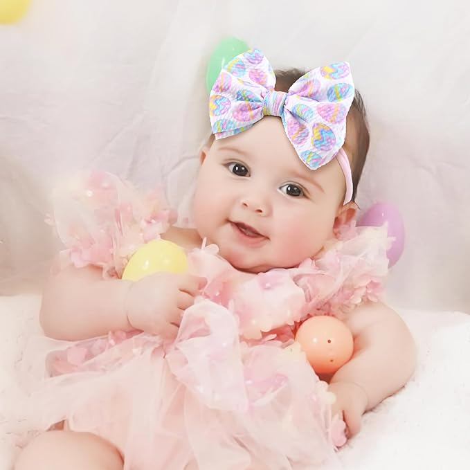 Easter Bows for Girls Bunny Baby Girl Headbands Easter Hair Bows Rabbit Eggs Bow Toddler Hair Accessories Infant Bows Headband Newborn Purple