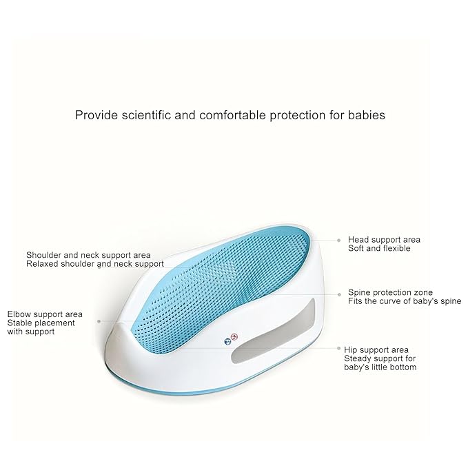 Summer Clean Rinse Baby Bather, Bath Support for Use on The Counter, in The Sink or in The Bathtub, TPE Soft Silicone Baby Bath Seat, Use from Birth Until Sitting Up (Light Blue)