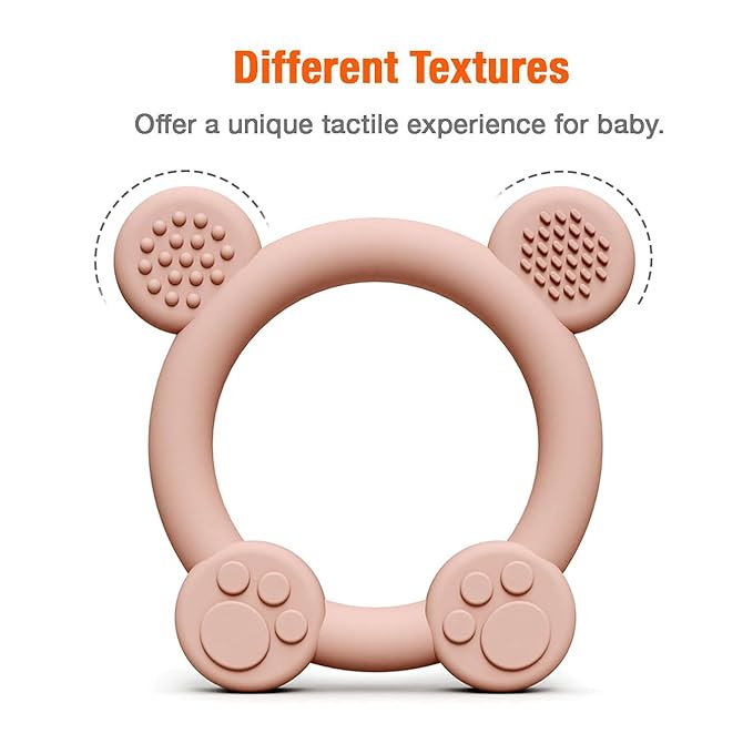 PandaEar 3 Pack Silicone Teething Toys - Baby Teething Rings, BPA Free Teether for 0-12 Months, Soothing Sore Gums