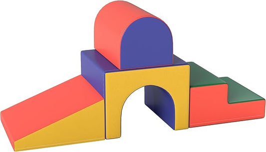 Qaba Climbing Toys for Toddlers and Children, Easy-to-Clean 4 Piece Soft & Safe Kids Foam Play Set for Crawling or Sliding, Assorted