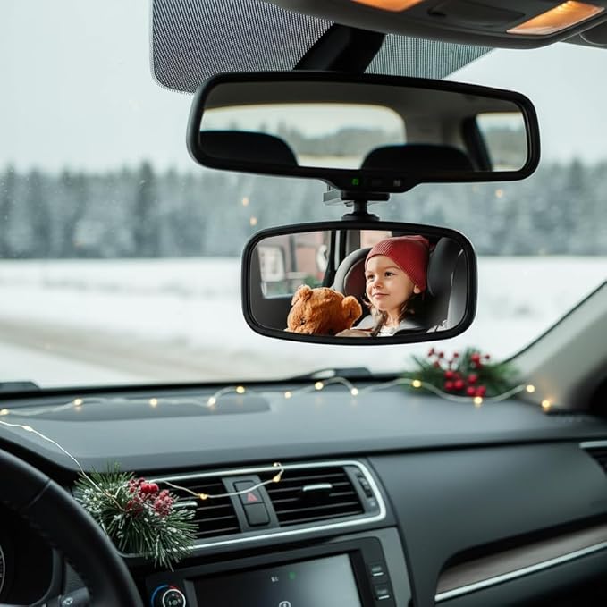 360-Degree Baby Car Mirror for Rear-Facing Seats,Kids Safety Mirrors with Tool-Free Installation,Kids Rear View Mirror BPA-Free Shatterproof & ASTM Certified (Adjustable 14"-22") (1 pack)