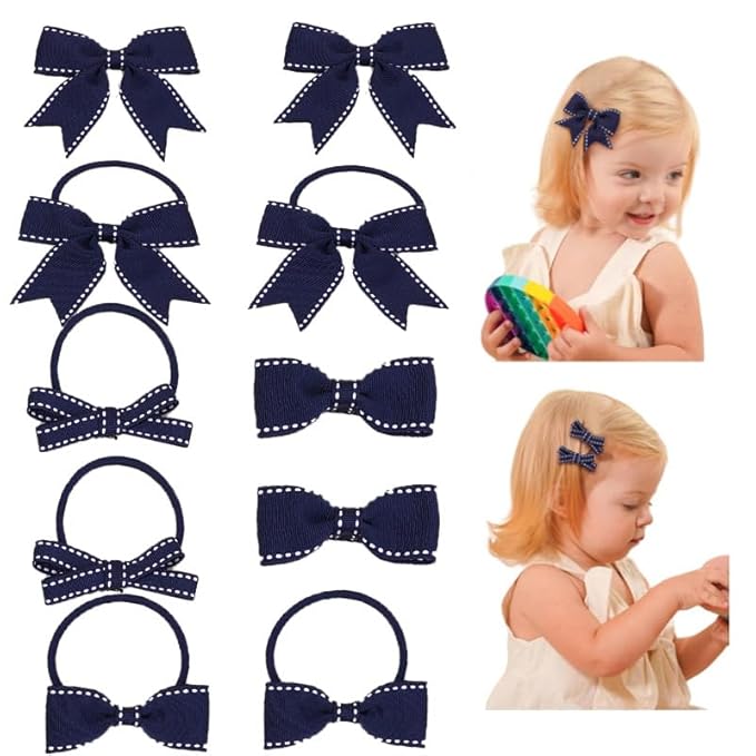 Polka dot Hair Clips Bow Baby Girls Polka dot Barrettes Clips BBG54 (C1-Blue)