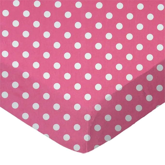 SheetWorld Fitted 100% Cotton Percale Pack N Play Sheet Fits Graco Square Play Yard 36 x 36, Polka Dots Pink, Made in USA