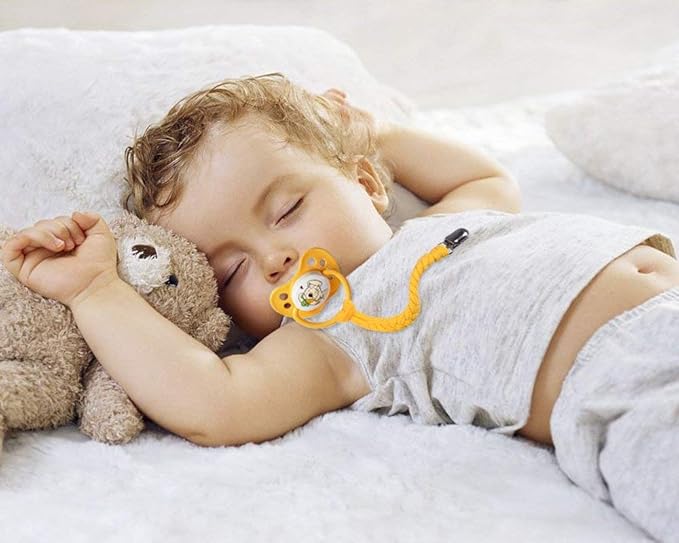 4 Pieces Pacifier Clips for Infant Boys and Girls Universal Pacifier Holder Hand-Made Braided Soothie Leash for All Pacifiers Teething Drool Bibs (Mixcolor)