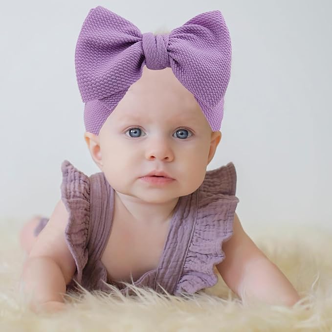KIDOCHEESE Big Bows Baby Girl Headbands with Bows Elastics Nylon Hairbands Oversized Head Wraps Large Hair Bow Hair Accessories for Baby Girls Newborn Infant Toddlers Kids