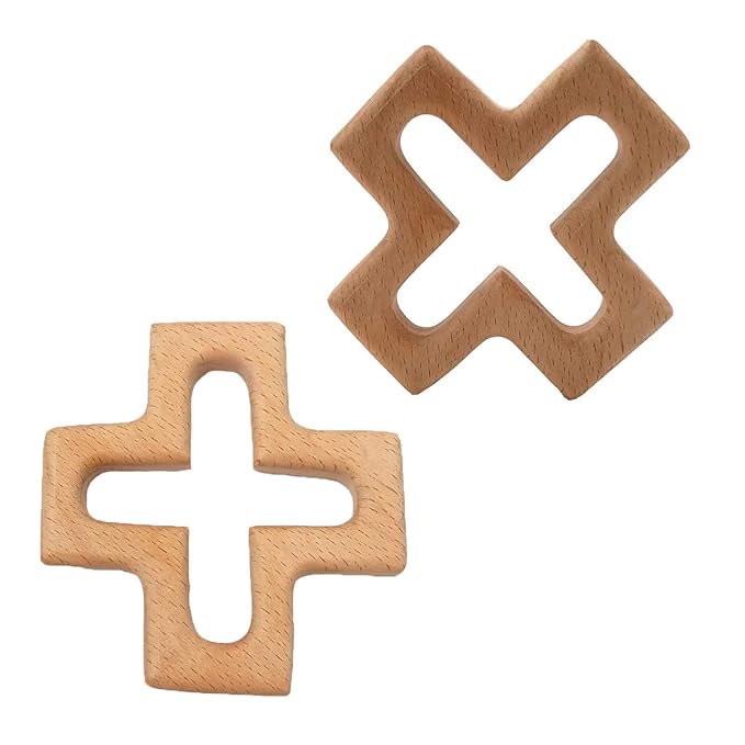10pcs Natural Wooden Cross Children's Toy Pendant Pure Natural Beech Wood Animal Shape Toys for Handmade Home Decoration Crafts (10 pcs)