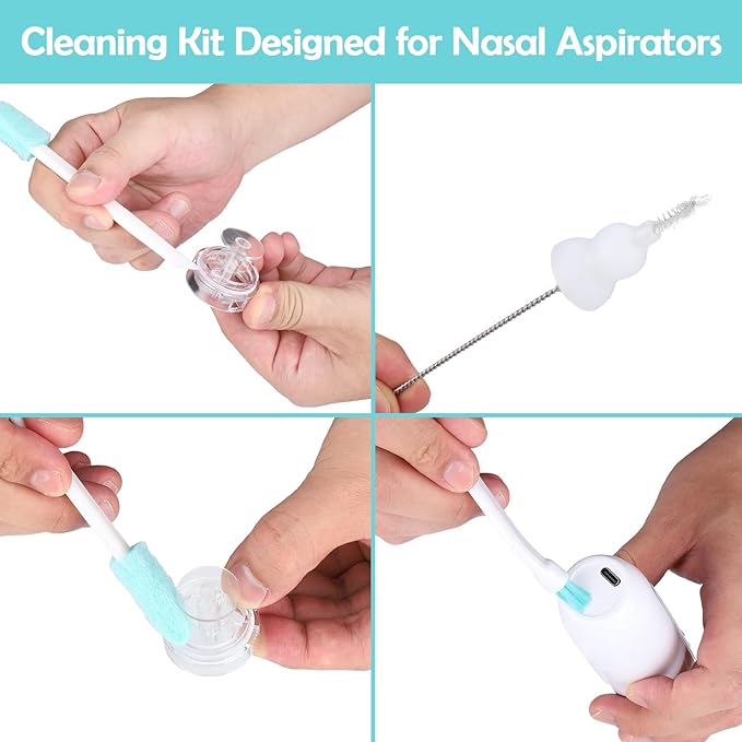 BUSOHA Straw Cleaner Brush kit for Baby Nose Sucker - 11 Piece Straw Cleaner for Nasal Aspirator All‑Angle Infant Nasal Aspirator Cleaning Set Deep Cleans Baby Nose Bulb & Tubing