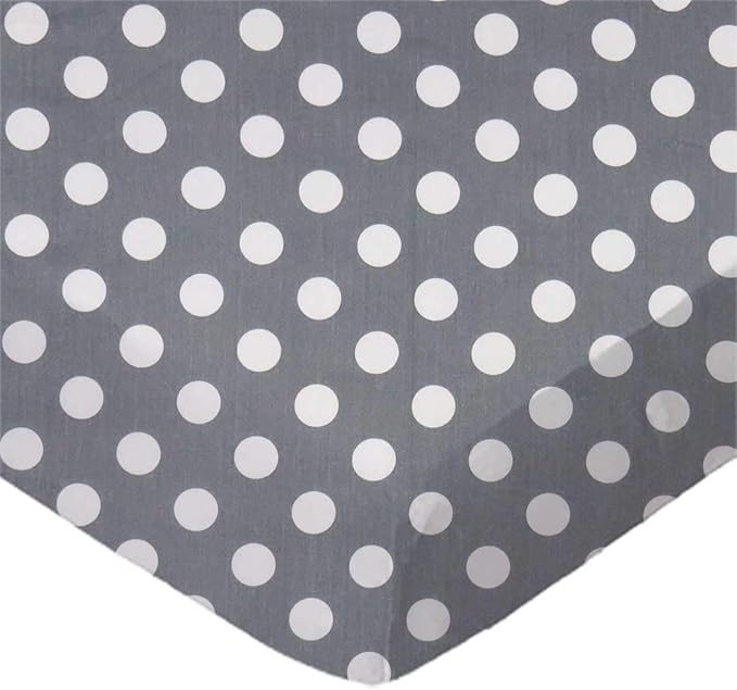 SheetWorld Fitted Youth Bed Sheet 33 x 66, Polka Dots Grey, Made in USA