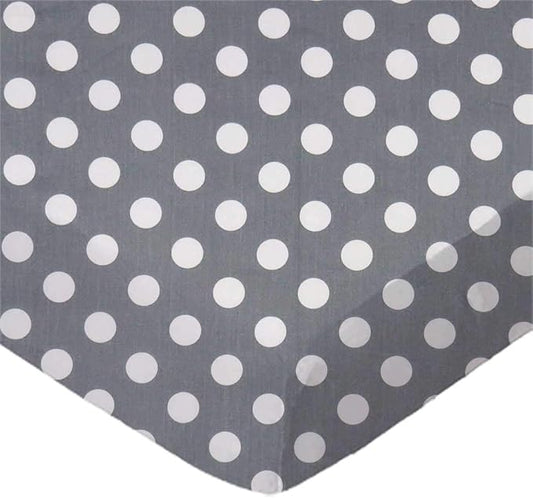 SheetWorld Fitted Youth Bed Sheet 33 x 66, Polka Dots Grey, Made in USA