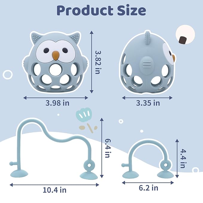 Baby High Chair Suction Toys Teething Chew - Baby Teething Table Toys Silicone Teethers, Food Grade Silicon for 6 12 18 Months (Blue)