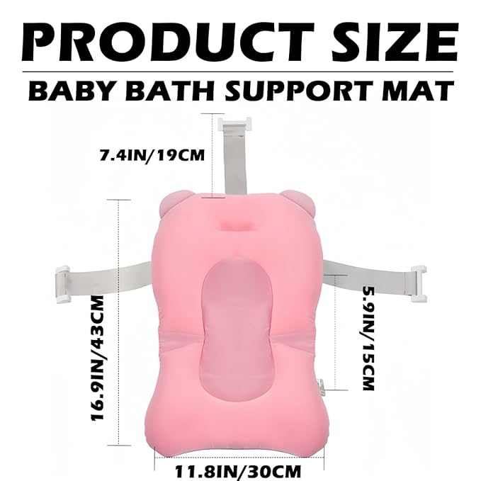 Baby Bath Support Cushion, Floating Soft Bathtub Seat, Adjustable Nonslip Newborn Toddler Bath Cushion for Baby 0-12 Months