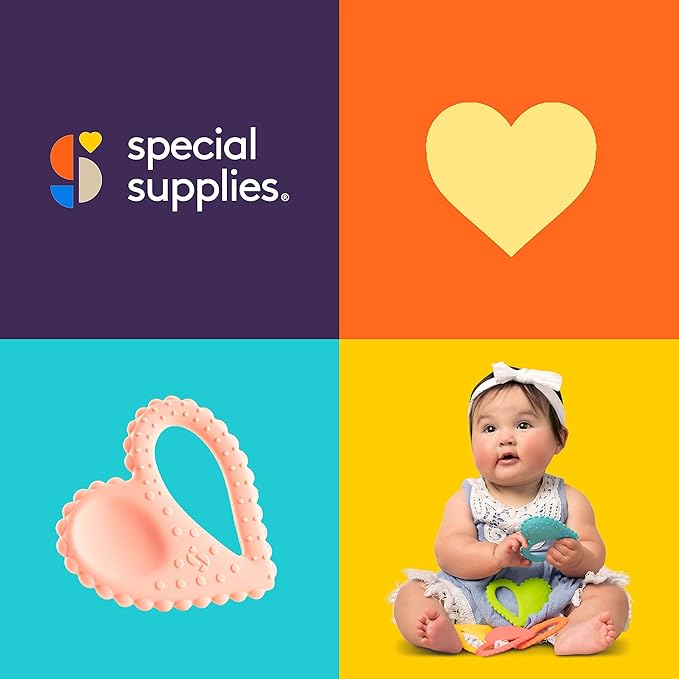 Special Supplies Teether Heart Spoon Oral Motor Therapy Tools, Textured Stimulation and Sensory Input Treatment for Babies and Toddlers, BPA Free Silicone, Dual Use Spoon Plus Teether