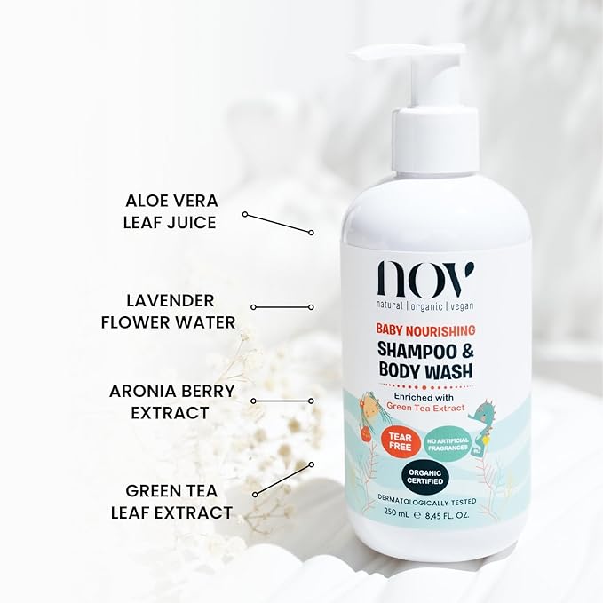 Baby Shampoo & Body Wash | Tear-Free, Plant-Based Formula for Gentle Cleansing, Nurturing, and Ethical Care, Free from Harmful Chemicals