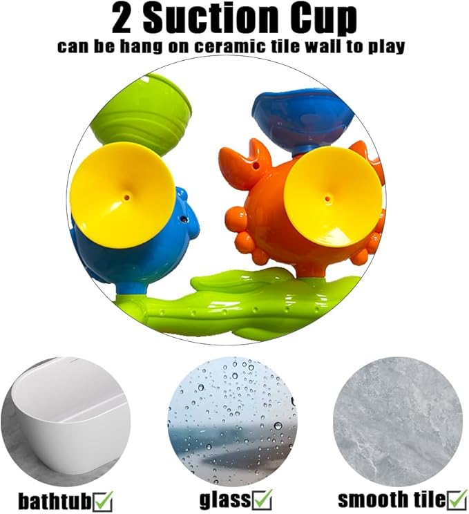Baby Bath Toys for Kids Ages 1-3, Crab Bathtub Water Toys for Toddler 2-4, Mold Free Bath Toys W/ Suction Cup for Babies 6-12 Months Boys Girls Infant Gifts (Orange)