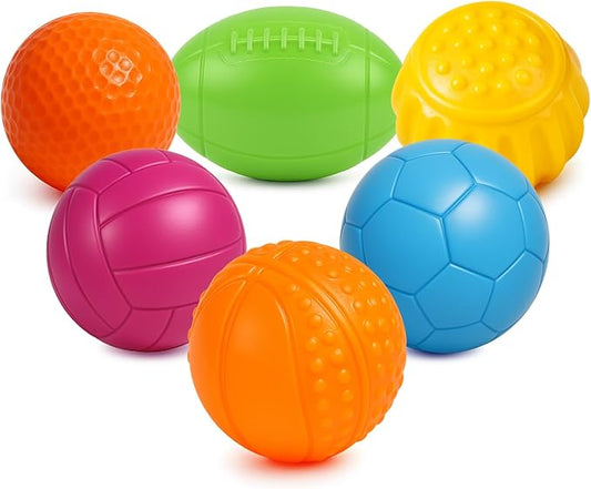 Sensory Balls for Toddlers 1-3, Baby Bath Toys 6-12 Months, 6PCS No Hole Textured Soft Balls, Safe Teething Toys for Boys & Girls, Montessori Gifts, 2025