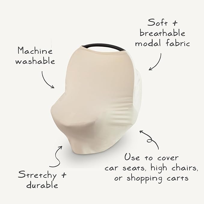 mushie Baby Car Seat Canopy Cover | Breathable & Stretchy Multi Use Cover for Breastfeeding, Nursing, High Chair, Shopping Cart, Strollers (Tradewinds)