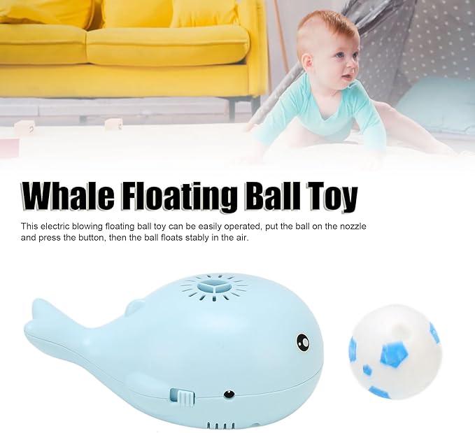 Floating Ball Whale Toy, USB Charge Plastic Whale Floating Ball Toy for Family (Blue)