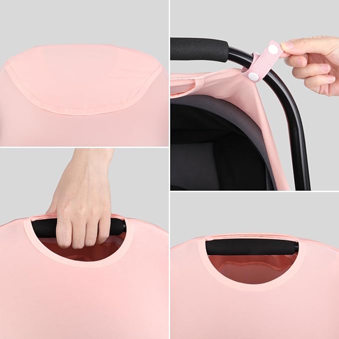 Metplus Car Seat Cover Baby Girl, Breathable Mesh Window Infant Carseat Canopy, Summer Stroller Sunshade Net for Airflow & Privacy, Stretchy Universal Fit (Pink)