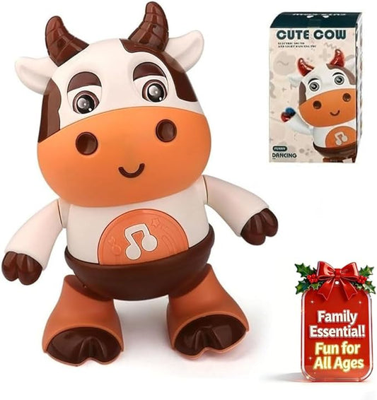 Dance Cow Light up Dancing Cow for Active Fun, Dancing Cow Toy, Musical Cute Cow, Interactive Music Crawling Toy, Baby Animal Sounds Toys, Toddler Sensory Educational Toys with Light