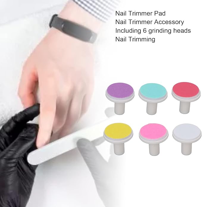 6pcs Nail Trimmer Replacement Pad, Baby Nail File Replacement Heads, Electric Nail File Bits Electric Replacement Pads Electric Nail File Grinding Heads Accessory
