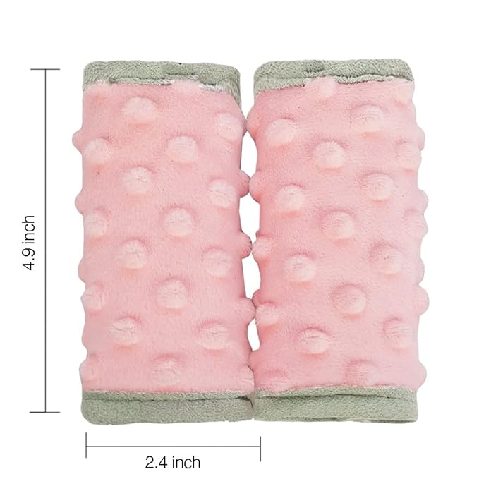 DODO NICI car seat Strap Cover for Baby, seat Belt Cover Cushion, Belt Pads fit Baby Carrier/Pushchair/Stroller, Cozy Peace Dotted Minky, Solid Pink