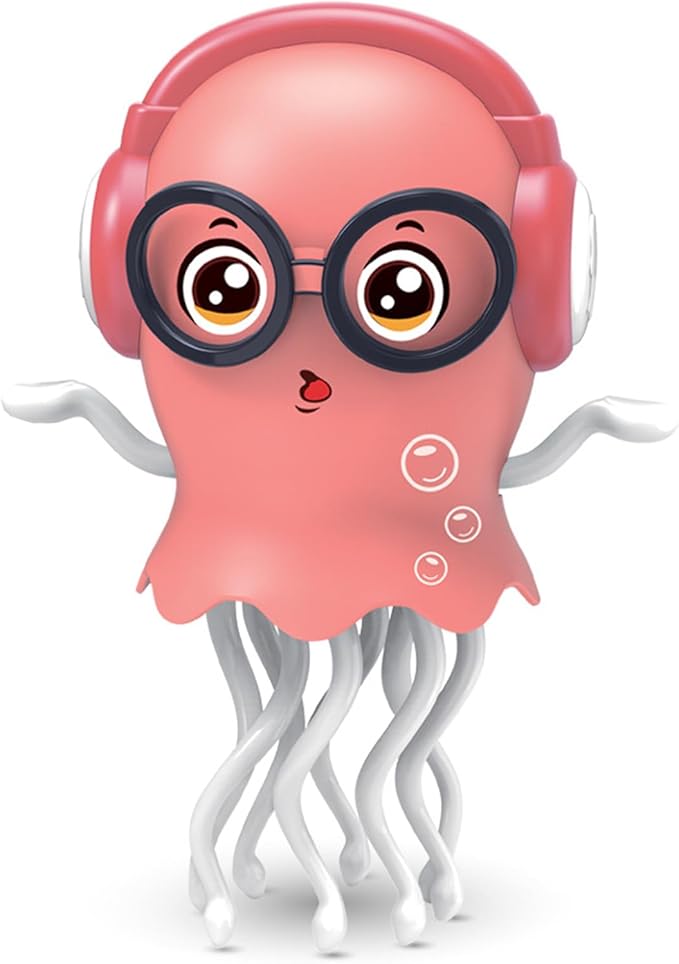 Qxbuhe Dancing Octopus Toy,Smart Tentacle Explorer,Crawling Dancing Automatic Obstacle Sensor Toys,Electric Crawling Octopus with LED Lights & Music (Pink Jellyfish)