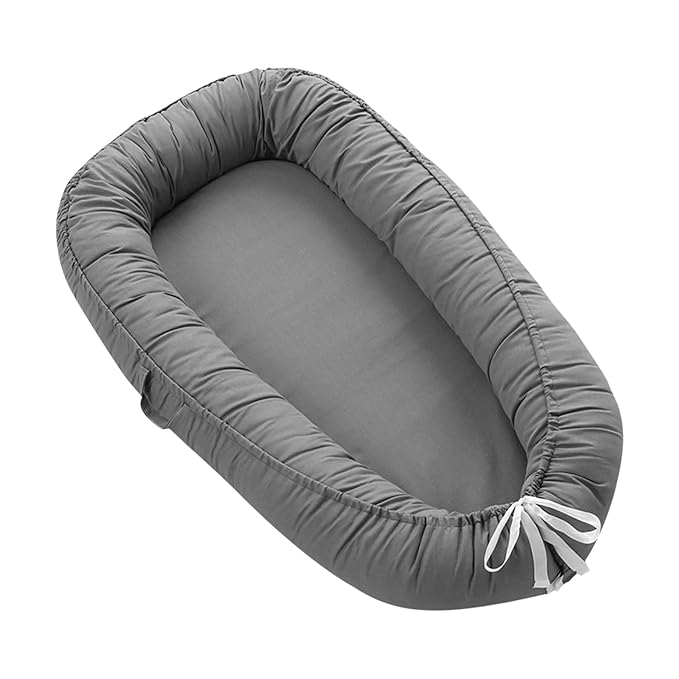 Baby Lounger Cover for Newborn, Baby Nest Cover for Baby Girls & Boys, Organic Cotton Infant Lounger, Reversible, Adjustable & Portable Floor Loungers Breathable, Soft, Washable Cover