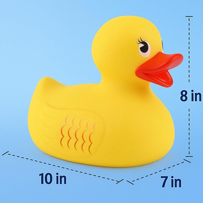10" Jumbo Classic Yellow Rubber Duck Bathtime Toy, Floating Fun Pool Preschool Bathtub Toy, Giant Flexible Large Yellow Duck for Kids (1)