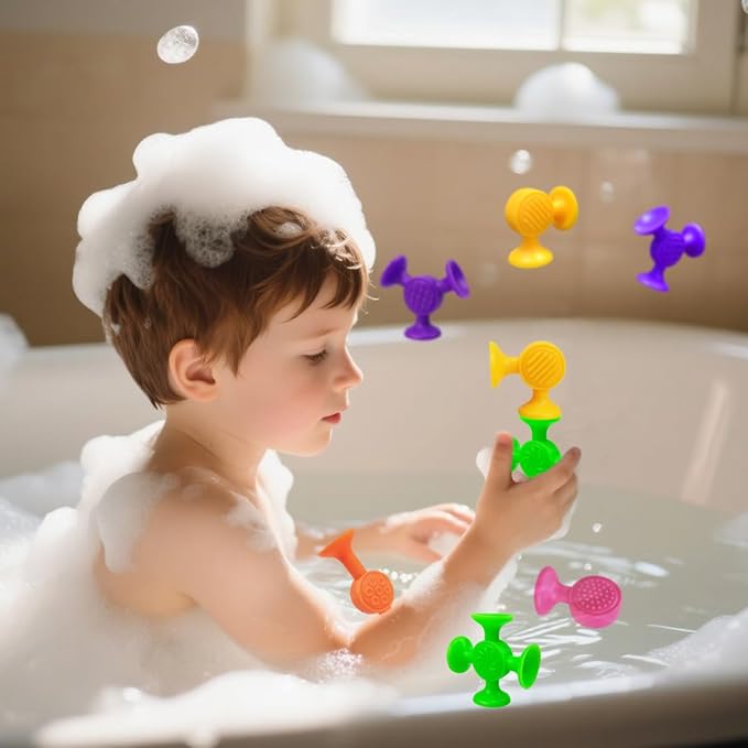 Jofan 12 Pack Suction Cup Bath Toys Texture Sensory Toys for Kids Toddlers Boys Girls Easter Basket Stuffers Gifts Fillers Party Favors